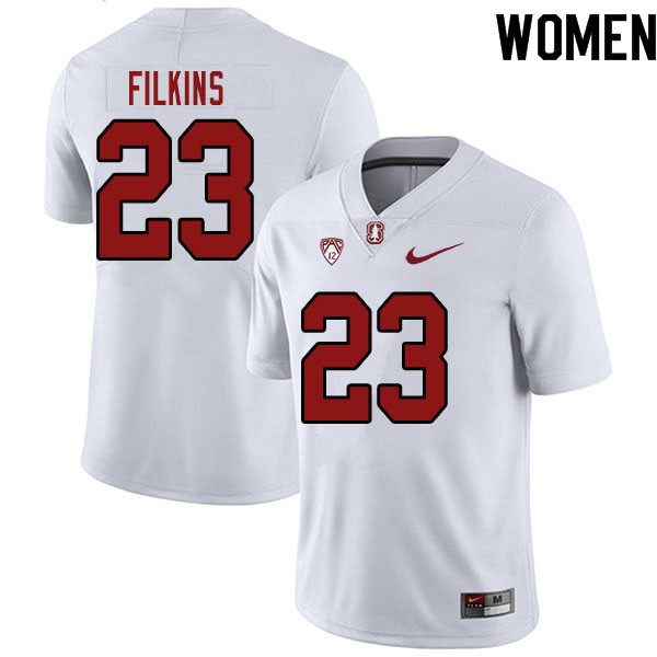 Women #23 Casey Filkins Stanford Cardinal College Football Jerseys Sale-White - Click Image to Close